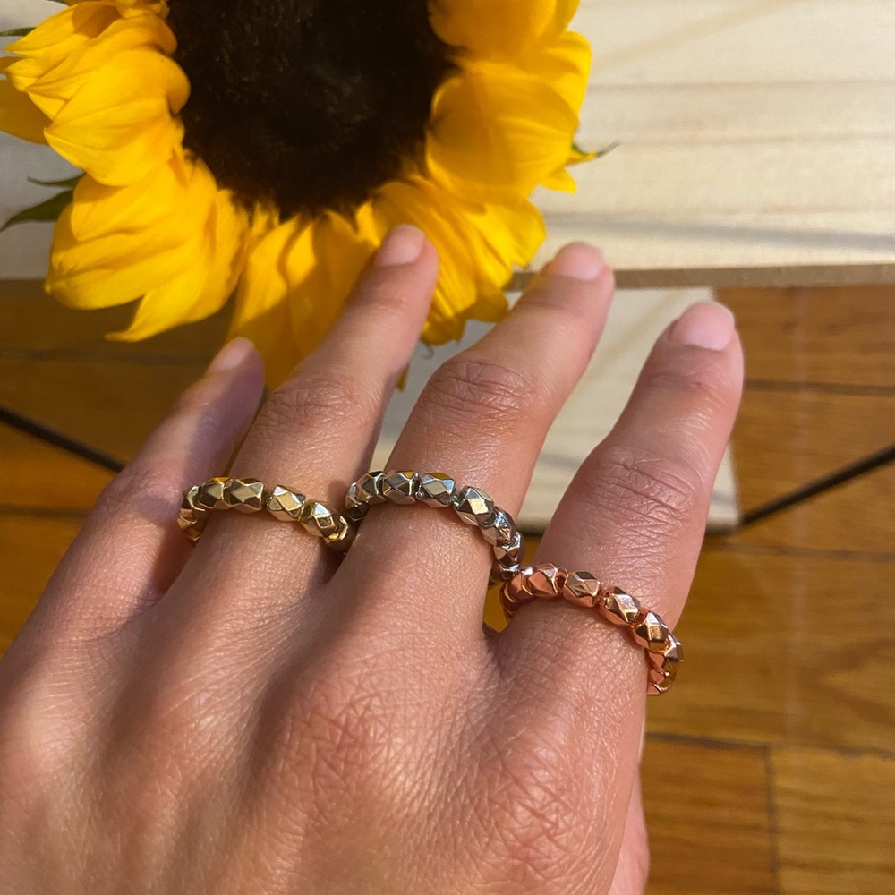 Handmade Rondelle Bead Beaded Ring Set